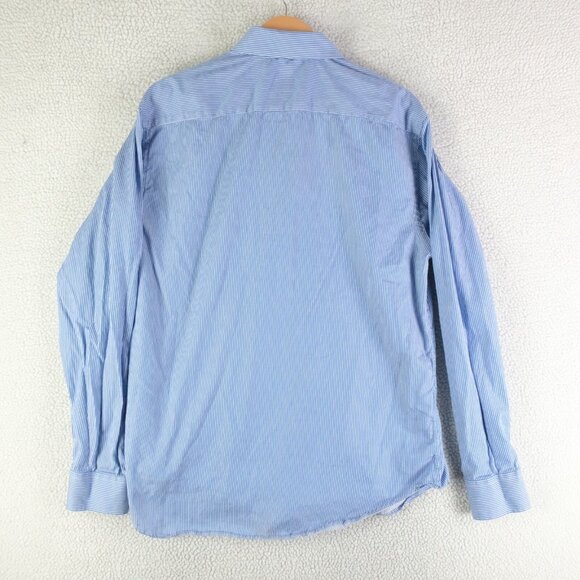 Armani Collezioni Shirt Mens Large Blue White Striped Nautical Button Up - Picture 4 of 9